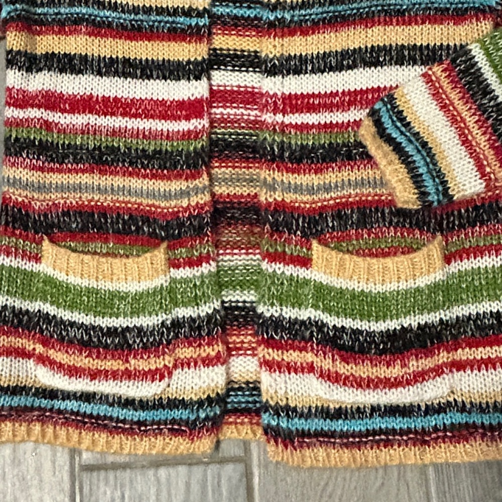 LIKE NEW! Women's Multicolored Striped Cardigan - SMALL - Picture 5 of 8